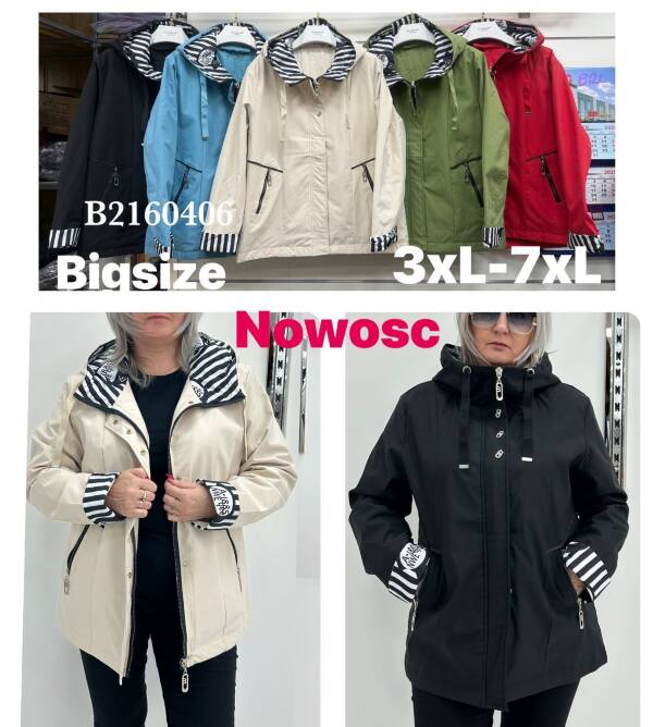 Kurtki damskie cienki Roz 3XL-7XL, 1 Kolor Paczka 5 szt