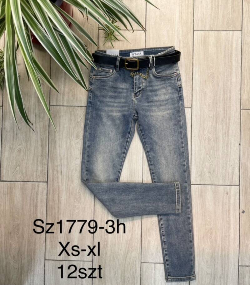 Spondnie damskie jeansy Roz XS-XL, 1 Kolor Paczka 12 szt
