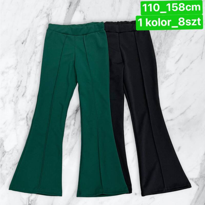 Spodnie dziewczęcy. Roz 110-158. 1 kolor Paczka 8 szt . 1