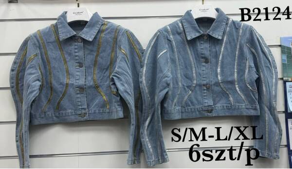 Kurtki damskie jeansy Roz S/M-L/XL, 1 Kolor Paczka 6 szt 1