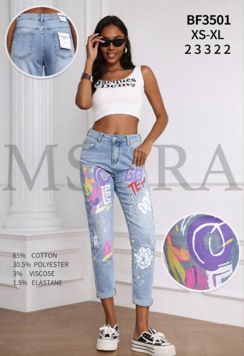 Spondnie damskie jeansy Roz XS-XL, 1 Kolor Paczka 12 szt 1