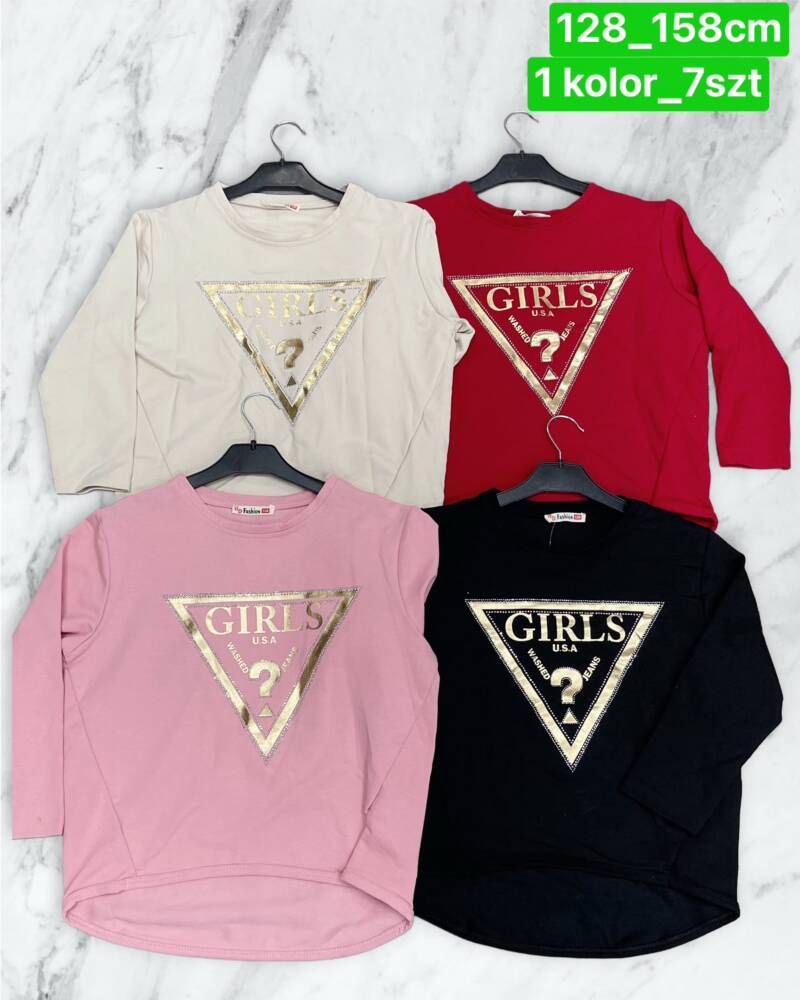 Bluzka dziewczęcy. Roz 128-158. 1 Kolor Paczka 7 szt