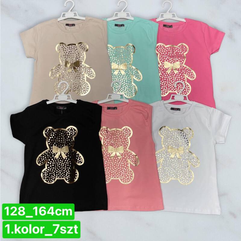 Bluzka dziewczęcy. Roz 128-164. 1 Kolor Paczka 7 szt