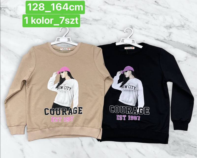 Bluzka dziewczęcy. Roz 128-164. 1 Kolor Paczka 7 szt 1