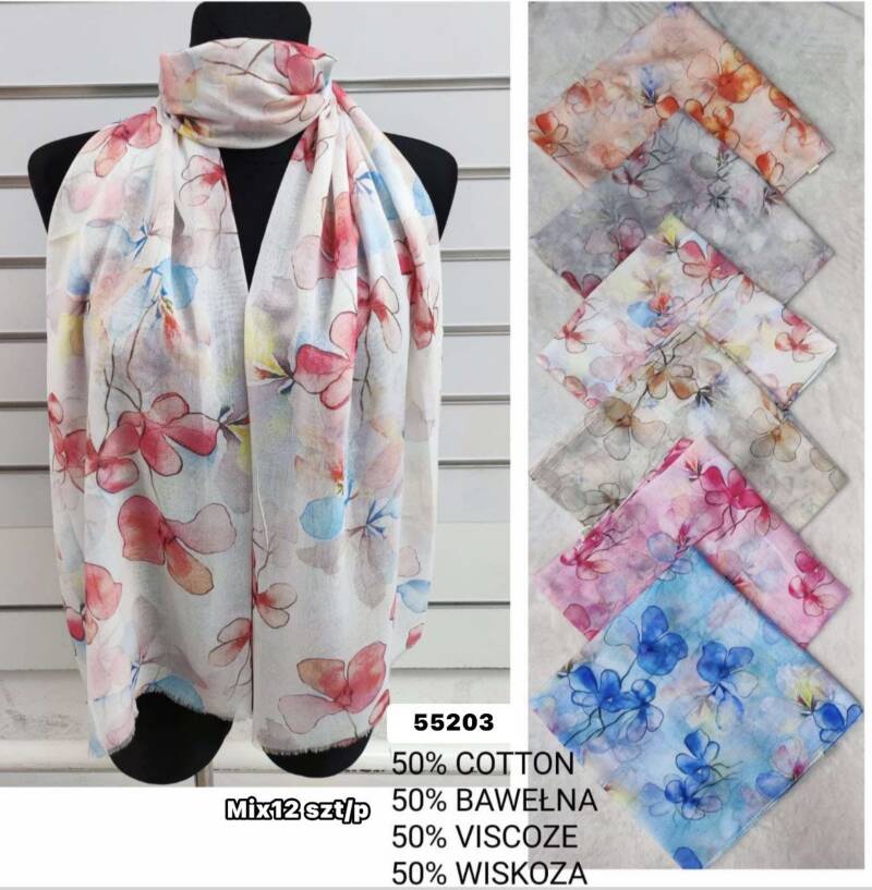 Szaliki damskie Roz Standard, Mix Kolor Paczka 12 szt 1