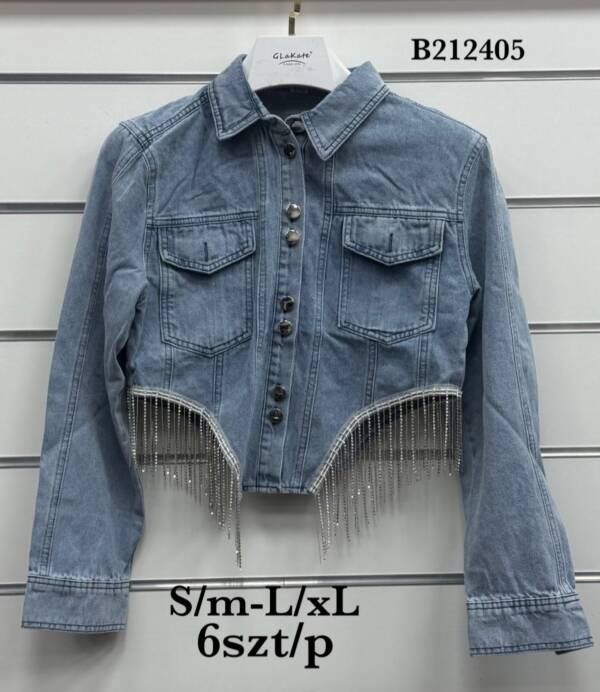 Kurtki damskie jeansy Roz S/M-L/XL, 1 Kolor Paczka 6 szt 1