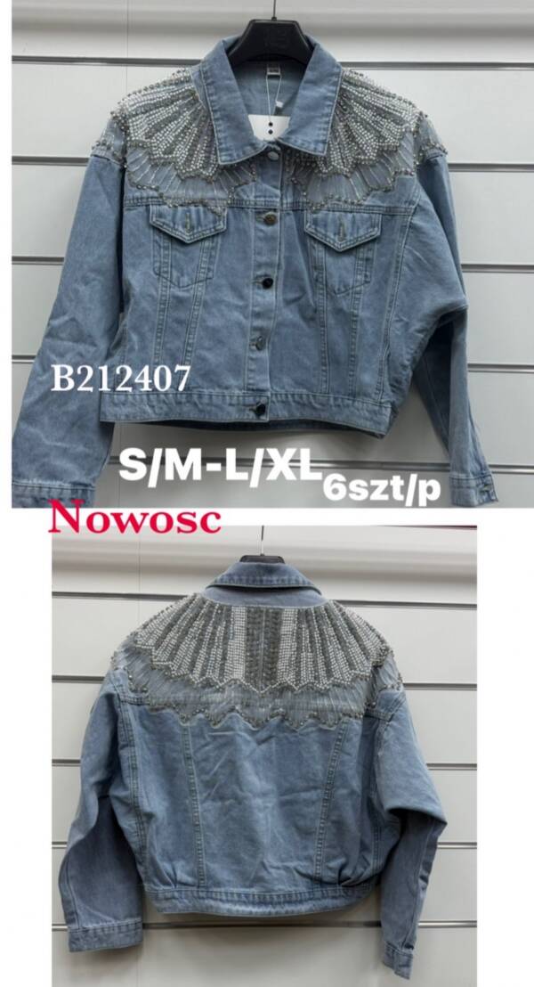 Kurtki damskie jeansy Roz S/M-L/XL, 1 Kolor Paczka 6 szt