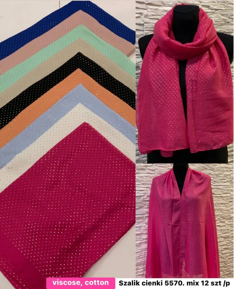 Szaliki damskie Roz Standard, Mix Kolor Paczka 12 szt 1