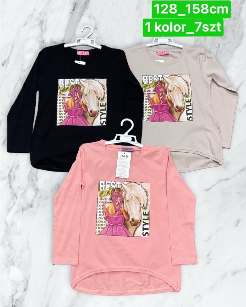 Bluzka dziewczęcy. Roz 128-158. 1 Kolor Paczka 7 szt 1