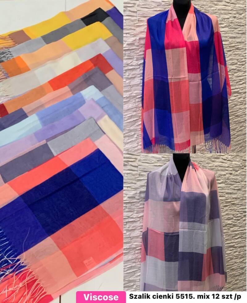 Szaliki damskie Roz Standard, Mix Kolor Paczka 12 szt 1