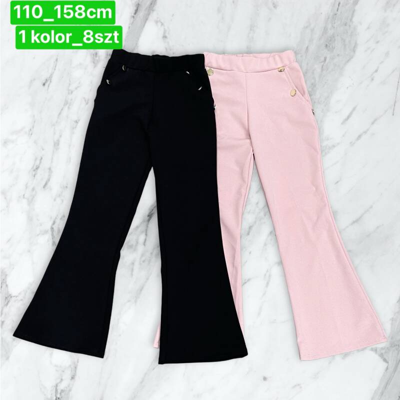 Spodnie dziewczęcy. Roz 110-158. 1 kolor Paczka 8 szt . 1