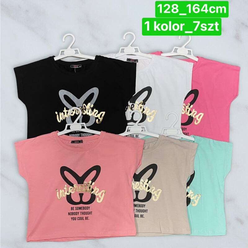 Bluzka dziewczęcy. Roz 128-164. 1 Kolor Paczka 7 szt 1