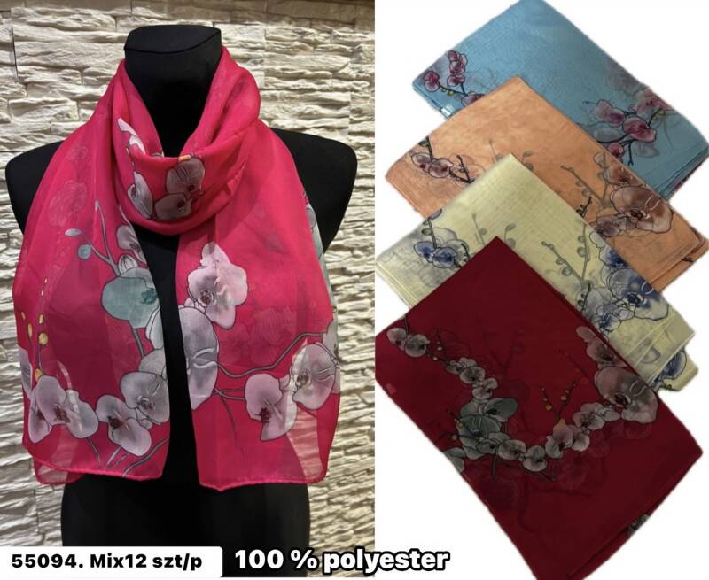 Szaliki damskie Roz Standard, Mix Kolor Paczka 12 szt