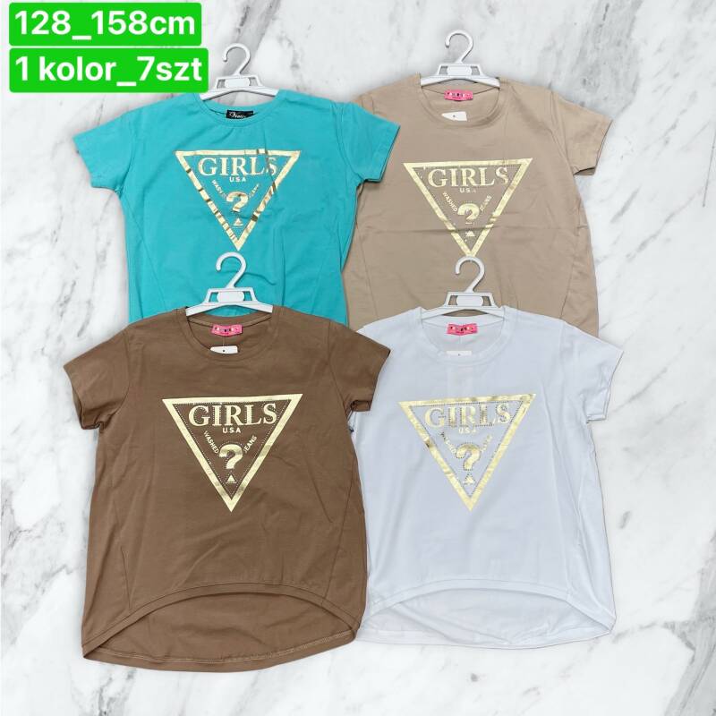 Bluzka dziewczęcy. Roz 128-158. 1 Kolor Paczka 7 szt