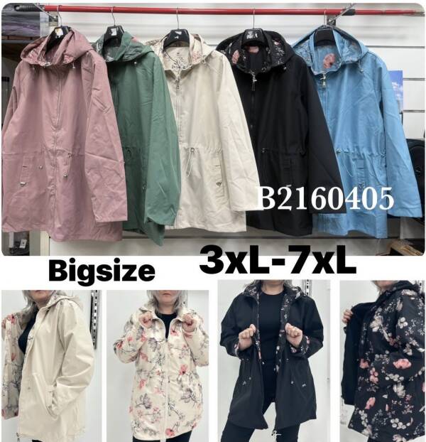 Kurtki damskie cienki Roz 3XL-7XL, 1 Kolor Paczka 5 szt 1
