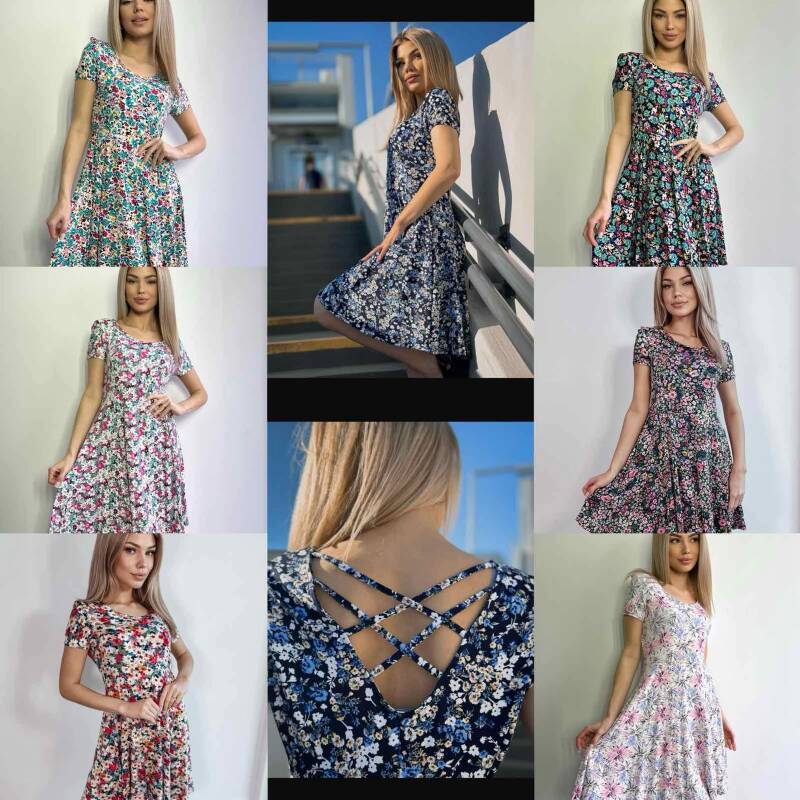 Sukienki damskie (Polska produkt) Roz 38-44 Mix Kolor Paczka 5 szt 1