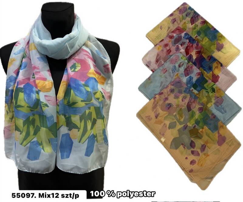 Szaliki damskie Roz Standard, Mix Kolor Paczka 12 szt 1