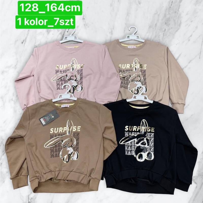 Bluzka dziewczęcy. Roz 128-164. 1 Kolor Paczka 7 szt