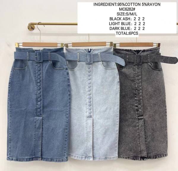 SpódnicE damskie jeansy (Francja produkt) Roz S-M-L, 1 Kolor Paczka 6 szt 1