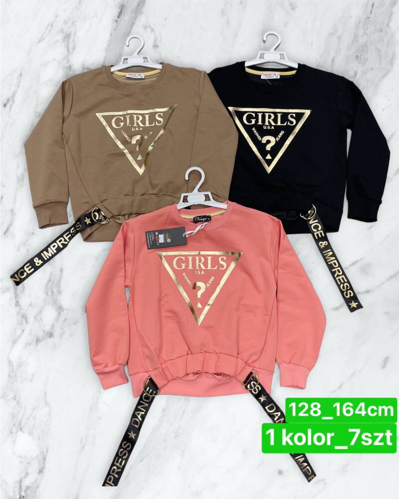 Bluzka dziewczęcy. Roz 128-164. 1 Kolor Paczka 7 szt 1