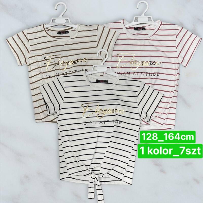 Bluzka dziewczęcy. Roz 128-164. 1 Kolor Paczka 7 szt