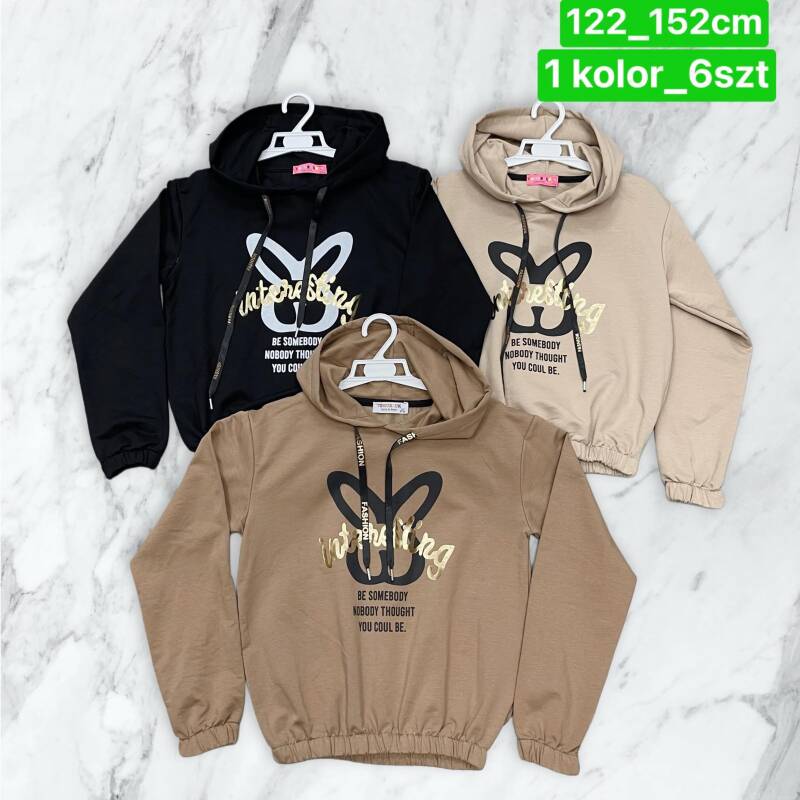 Bluza dziewczęcy. Roz 122-158 . 1 Kolor Paczka 6 szt