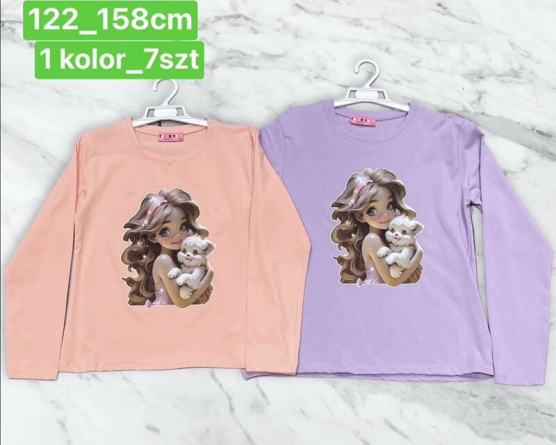Bluzka dziewczęcy. Roz 122-158. 1 Kolor Paczka 7 szt 1