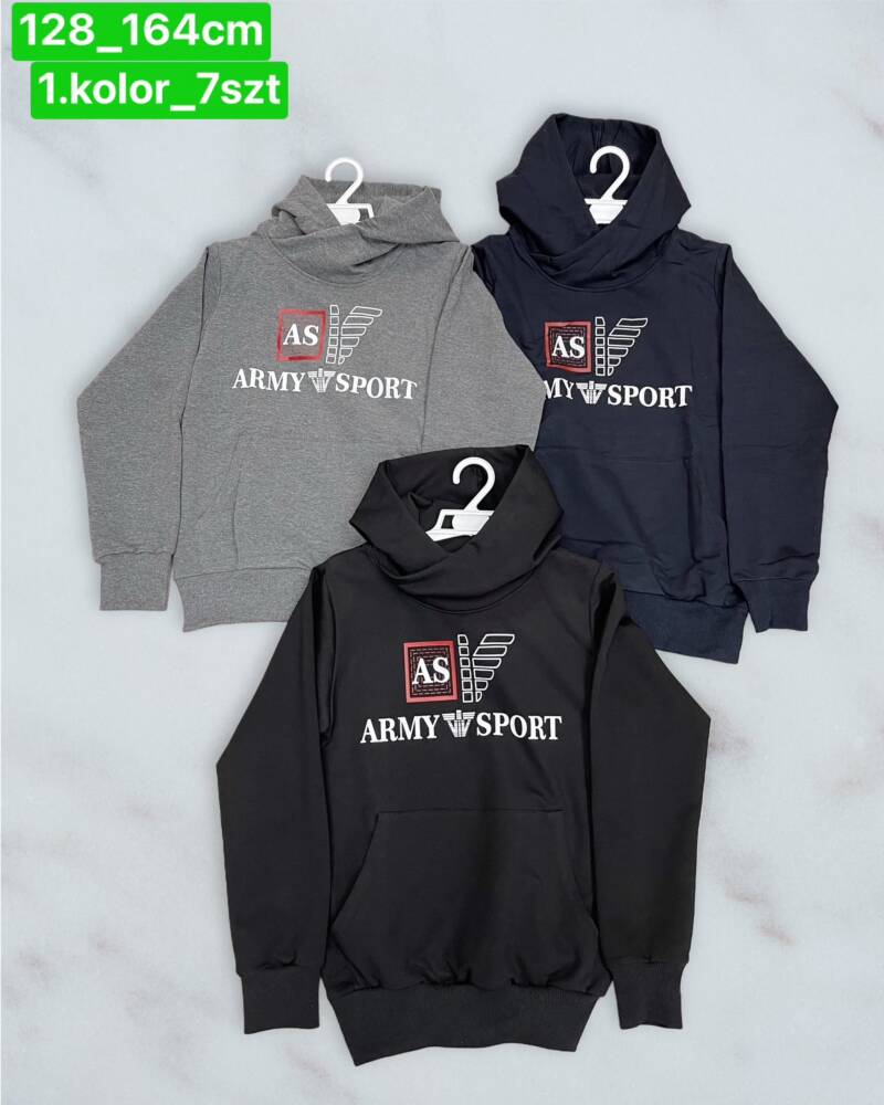 Bluza chłopięca Roz 128-164. 1 kolor Paczka 6 szt. 1
