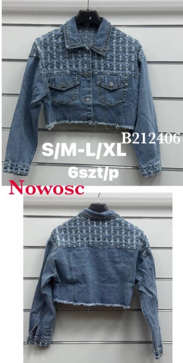 Kurtki damskie jeansy Roz S/M-L/XL, 1 Kolor Paczka 6 szt 1