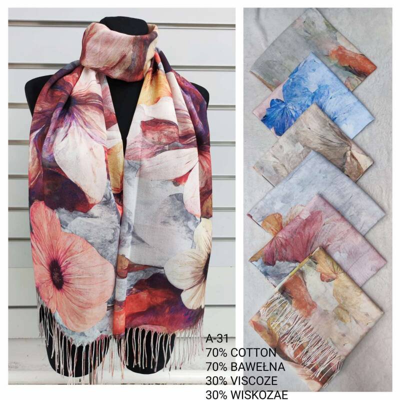 Szaliki damskie Roz Standard, Mix Kolor Paczka 12 szt 1