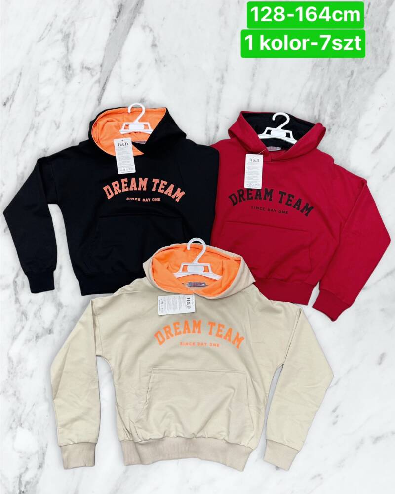 Bluza chłopięca Roz 128-164. 1 kolor Paczka 7 szt.
