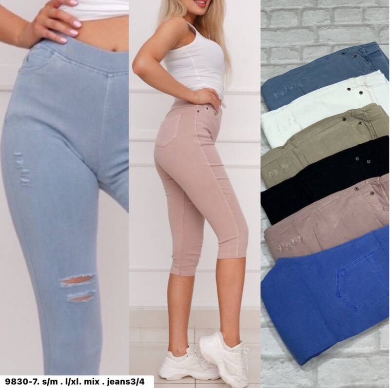 Spodnie damskie 7/8 Roz S-XL, Mix Kolor Paczka 12 szt