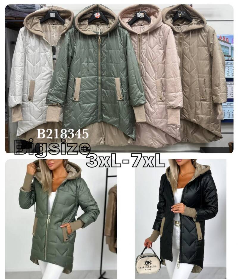 Kurtki damskie cienki Roz 3XL-7XL, 1 Kolor Paczka 5 szt