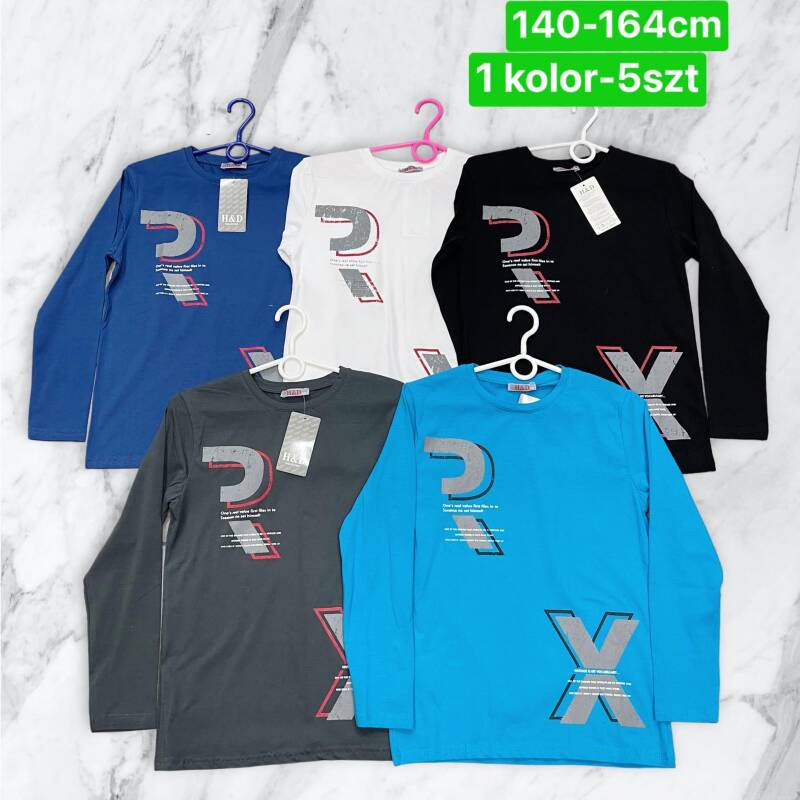 Bluzka chłopięca Roz 140-164. 1 kolor Paczka 5 szt . 1