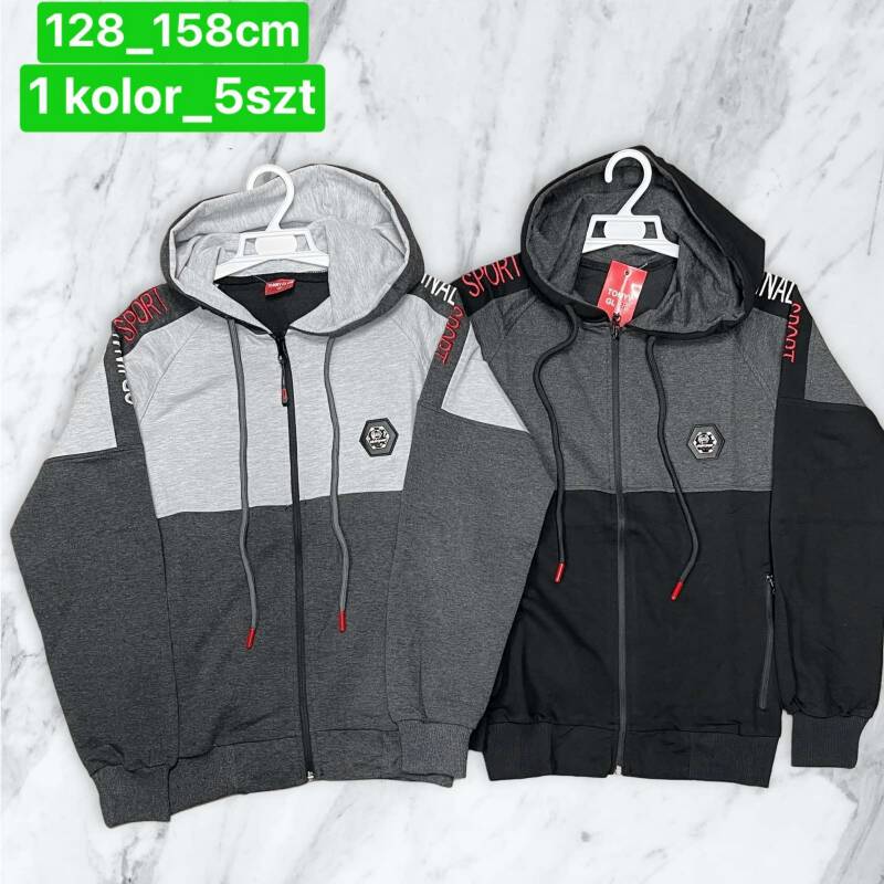Bluza chłopięca Roz 128-158. 1 kolor Paczka 5 szt.
