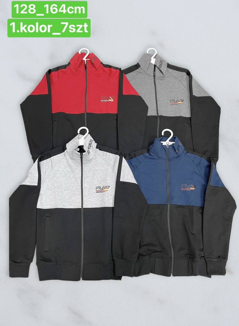 Bluza chłopięca Roz 128-164. 1 kolor Paczka 7 szt.