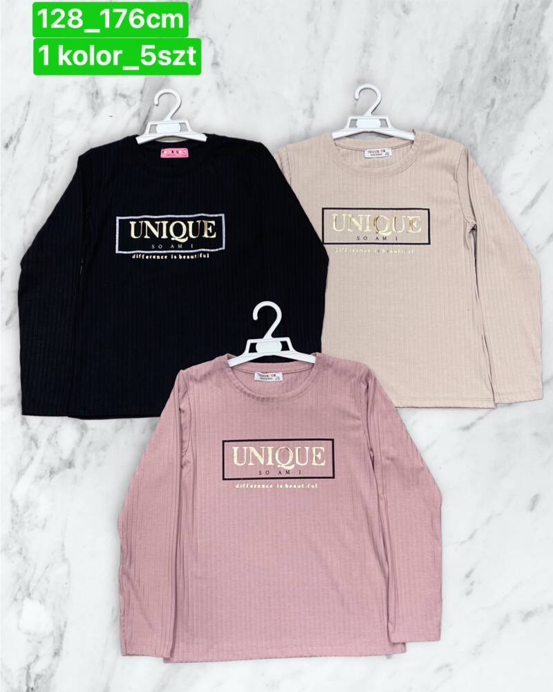 Bluzka dziewczęcy. Roz 128-176. 1 Kolor Paczka 5 szt