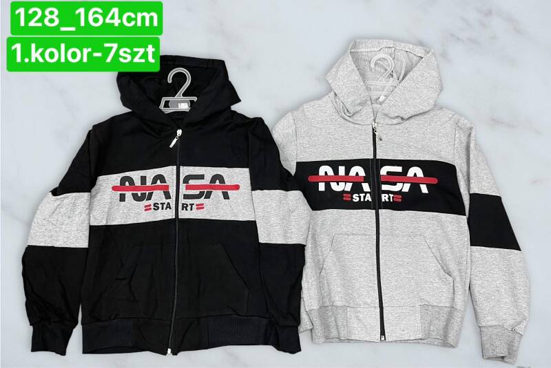 Bluza chłopięca Roz 128-164. 1 kolor Paczka 7 szt. 1