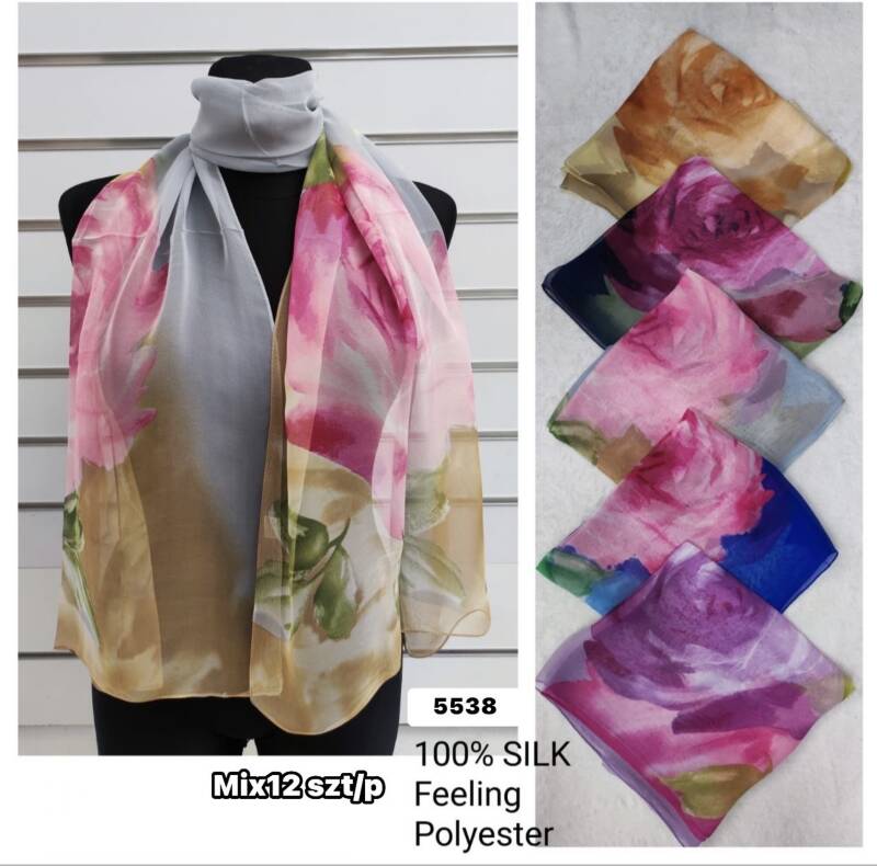 Szaliki damskie Roz Standard, Mix Kolor Paczka 12 szt 1